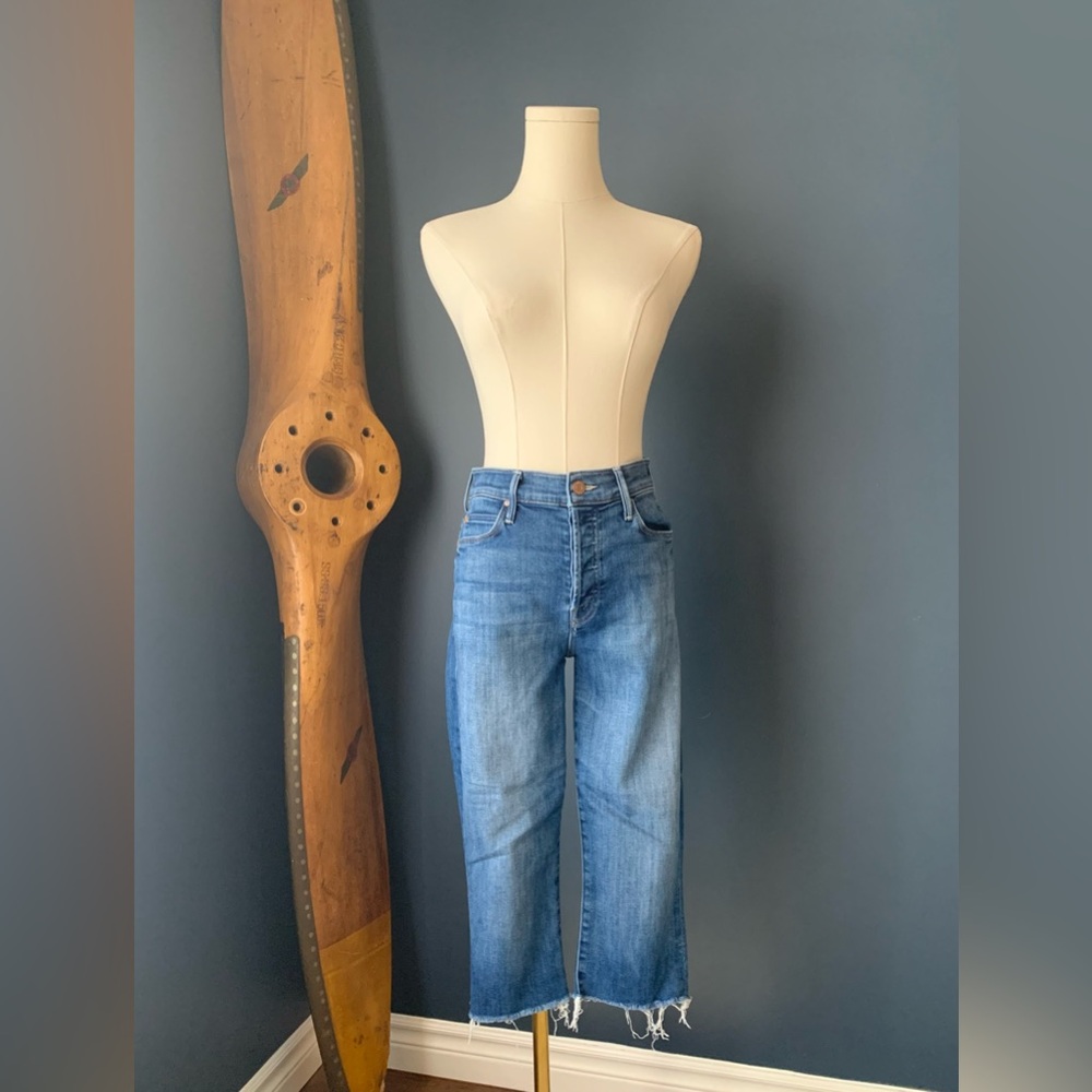 Women's Blue Frayed Hem Jeans